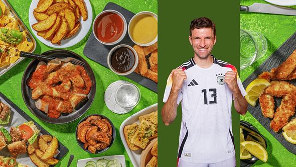 HelloFresh Menü und Thomas Müller - Foto: Lecker/PR/Boris Streubel - UEFA