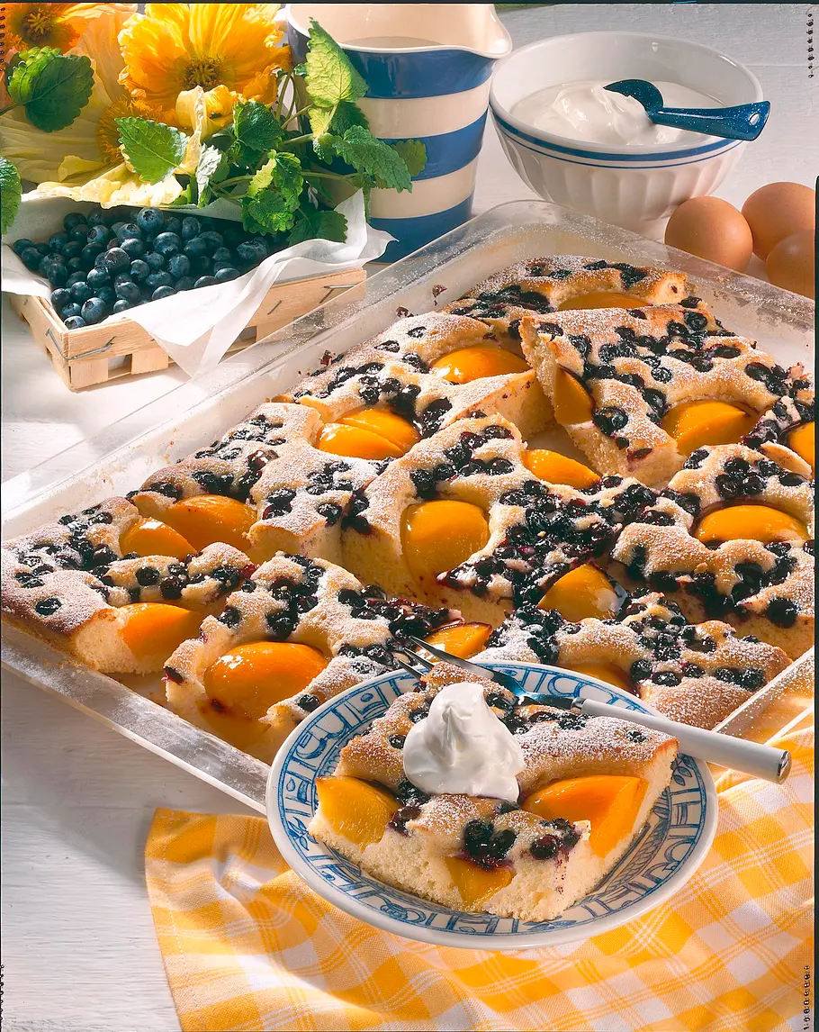 Heidelbeer-Pfirsich-Kuchen Rezept Heidelbeer-Pfirsich-Kuchen Rezept