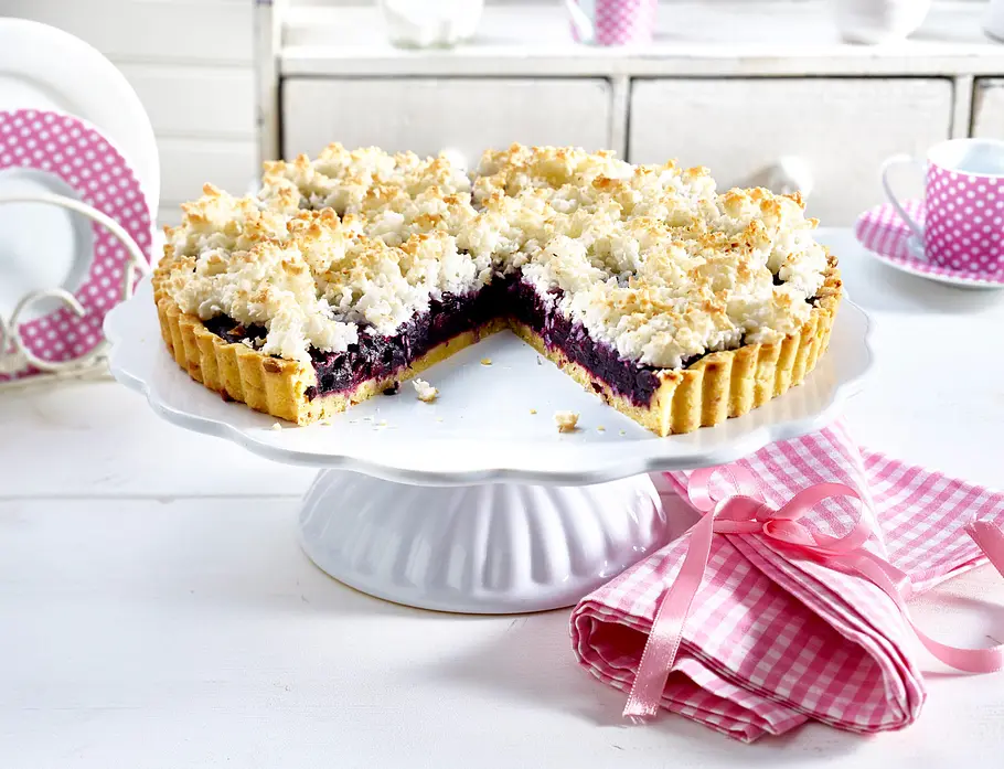 Heidelbeer-Tarte mit Kokosstreuseln Rezept Heidelbeer-Tarte mit Kokosstreuseln Rezept