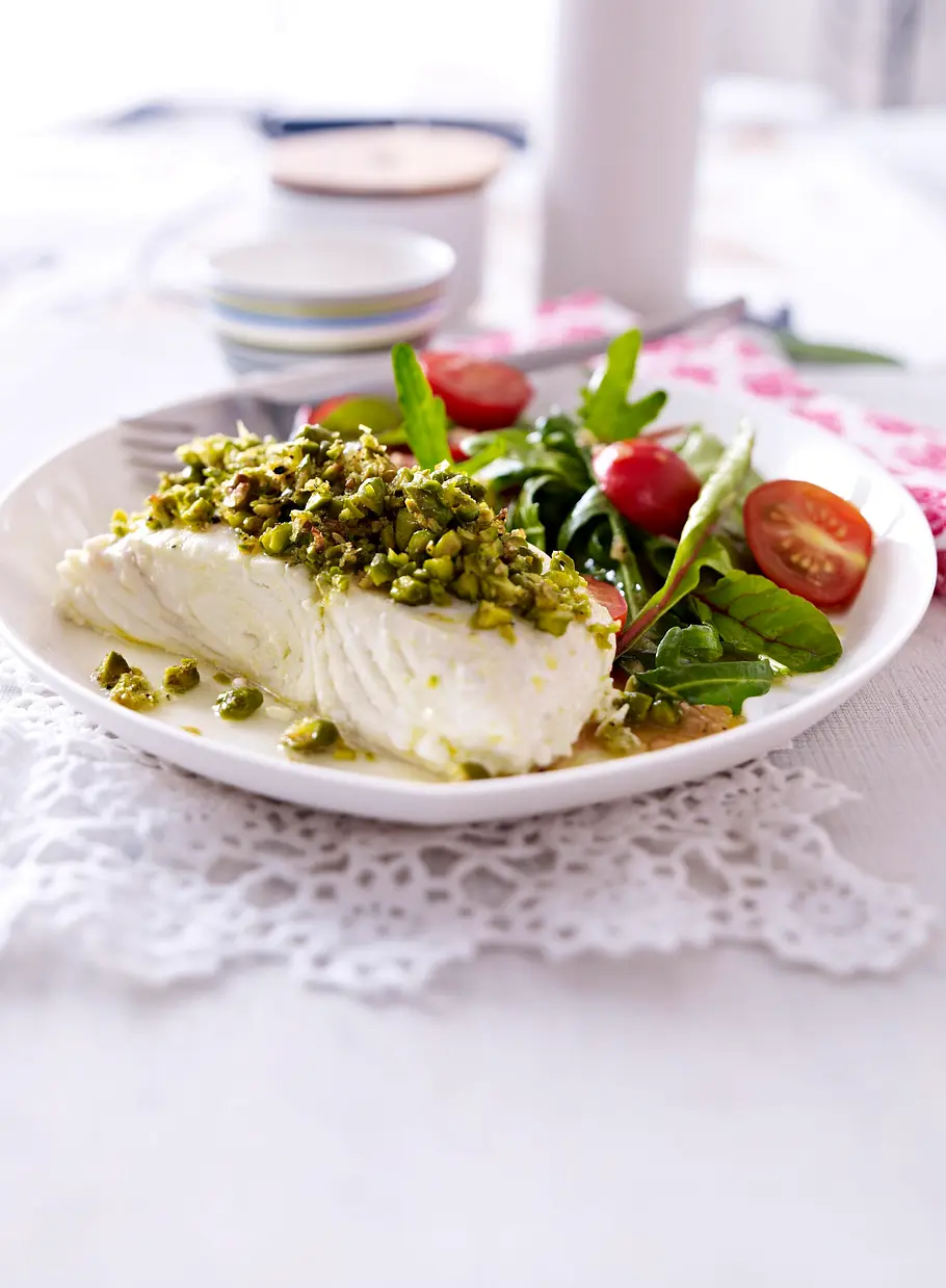 Heilbutt mit Pistazienkruste Rezept Heilbutt mit Pistazienkruste Rezept