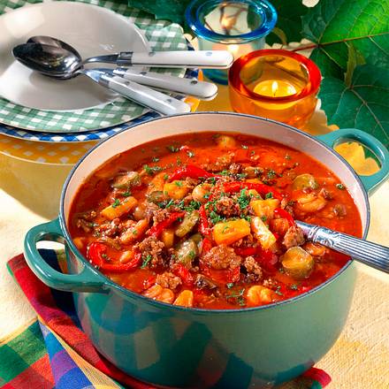 Helau und Alaaf-Topf (Hackfleisch-Tomaten-Topf) Rezept Helau und Alaaf-Topf (Hackfleisch-Tomaten-Topf) Rezept