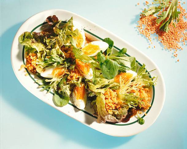 Herbstsalat mit roten Linsen Rezept Herbstsalat mit roten Linsen Rezept