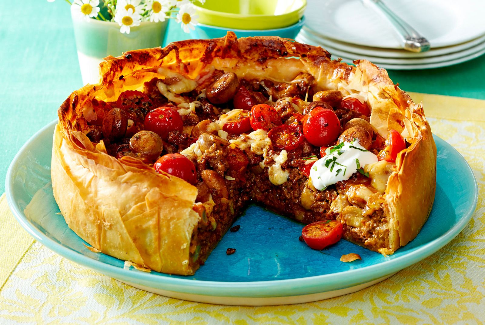 Herzhafte HackCheddarTorte Rezept LECKER