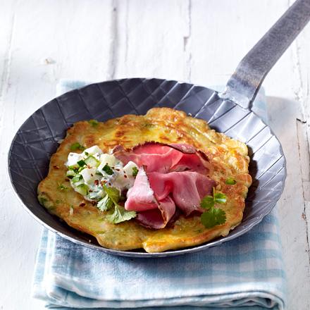 Herzhafte Küchlein mit Erbsen (vier mal anders) zu Gurken-Salat und Roastbeef Rezept