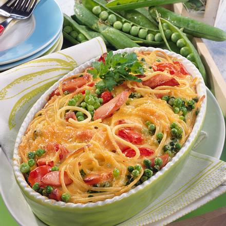Herzhafter Makkaroni-Erbsen-Auflauf Rezept