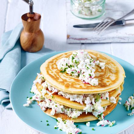 Herzhafter Pancake-Turm Rezept Herzhafter Pancake-Turm Rezept
