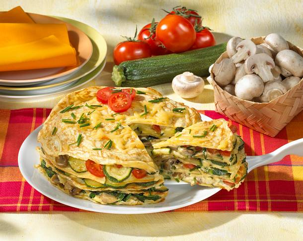 Herzhafter Pfannenkuchenturm Rezept Herzhafter Pfannenkuchenturm Rezept