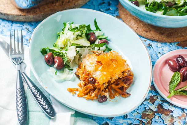 Herzhaftes Baklava mit Fetafüllung und Fenchelsalat Rezept Herzhaftes Baklava mit Fetafüllung und Fenchelsalat Rezept