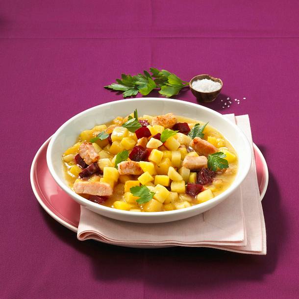 Herzhaftes Rübenallerlei mit Kasseler Rezept Herzhaftes Rübenallerlei mit Kasseler Rezept