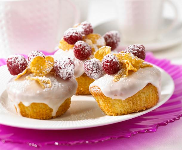 Himbeer-Muffins mit Cornflakes Rezept Himbeer-Muffins mit Cornflakes Rezept