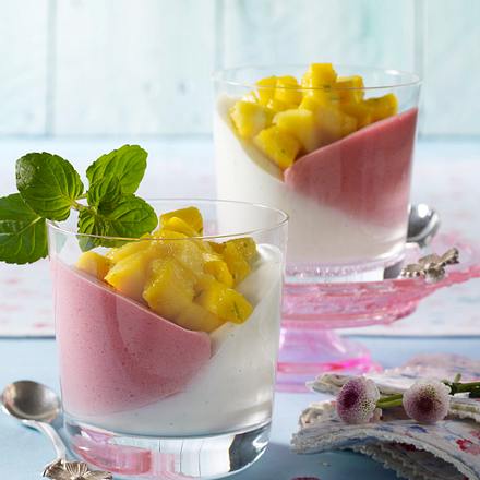 Himbeer-Vanille-Creme mit Mangosalat Rezept Himbeer-Vanille-Creme mit Mangosalat Rezept
