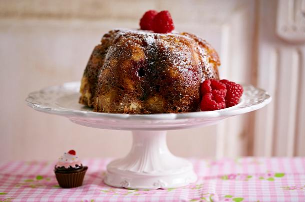 Himbeeren mit Mohn "Schüttelkuchen" Rezept