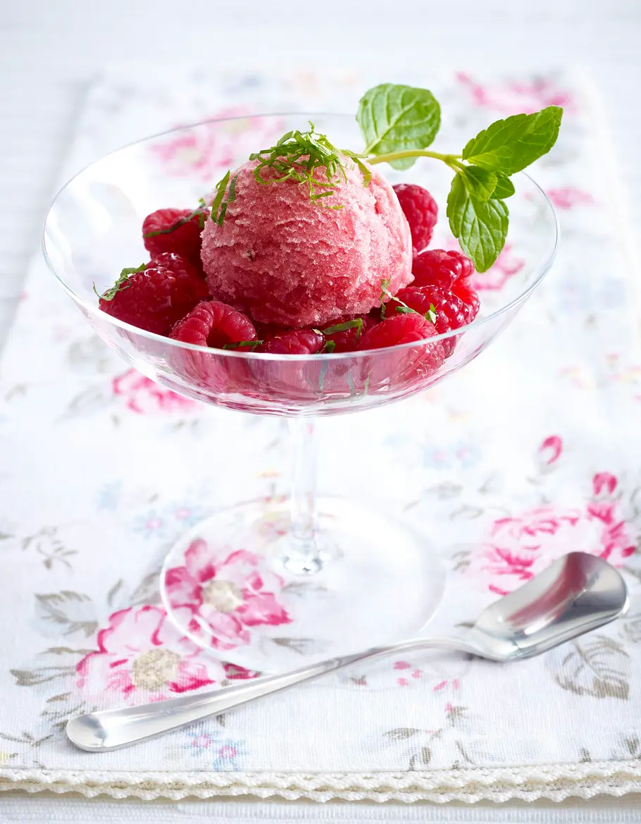 Himbeersorbet mit Minze Rezept Himbeersorbet mit Minze Rezept