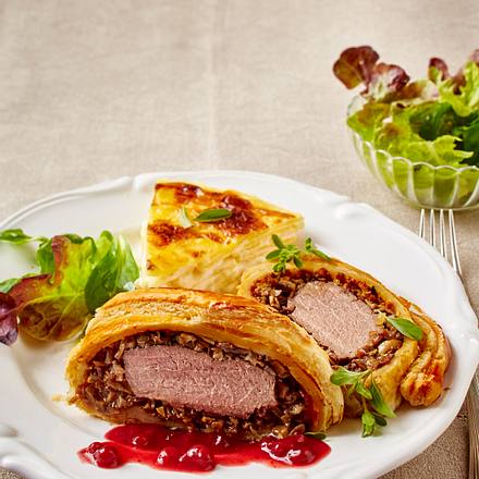 Hirschrücken à la Wellington Rezept