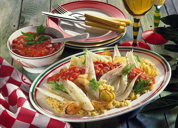Hirserisotto mit Fenchel- Zwiebel-Gemüse Rezept