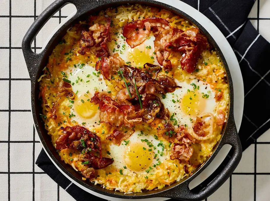 Karottiger Rösti-Roast mit English-Breakfast-Topping Rezept