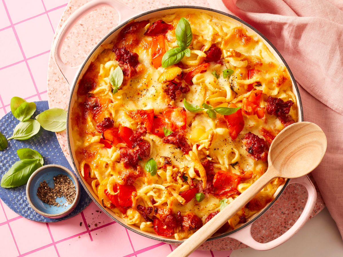 Spätzle al Forno „Peperone e Salsiccia“ Rezept