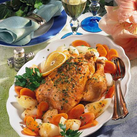 Honig-Hähnchen zu Kräutergemüse Rezept Honig-Hähnchen zu Kräutergemüse Rezept