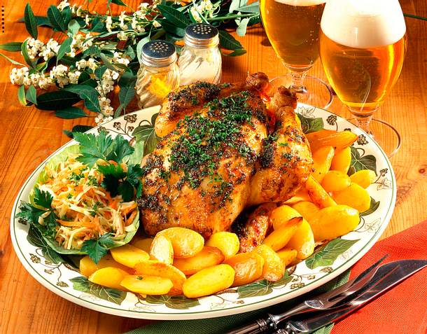 Honig-Senf-Hähnchen mit Röstkartoffeln Rezept Honig-Senf-Hähnchen mit Röstkartoffeln Rezept