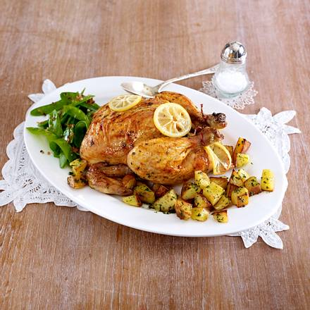 Honig-Zitronen-Huhn mit Kartoffelwürfeln Rezept Honig-Zitronen-Huhn mit Kartoffelwürfeln Rezept