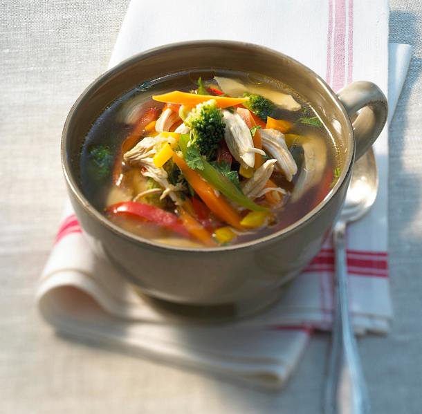 Hühnersuppe mit Ingwer und Asia-Gemüse Rezept Hühnersuppe mit Ingwer und Asia-Gemüse Rezept