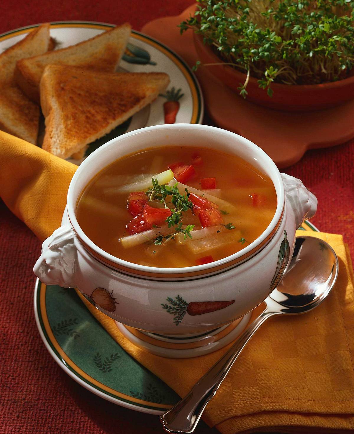 Hühnerbrühe mit Kohlrabi Rezept
