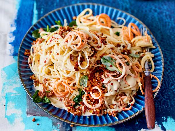 Hummuspasta mit Gemüse Booster Rezept