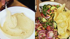 Andys Hummus mit Salat und Papadam - Foto: House of Food / Bauer Food Experts KG