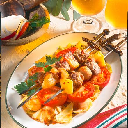 Husarenspieße mit Paprikakohl Rezept