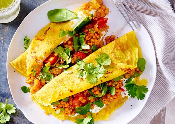 Indische Pfannkuchen mit Linsen-Dal Rezept
