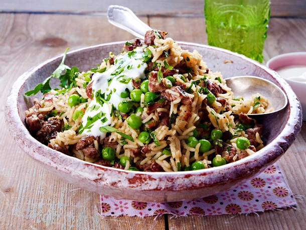 Indischer Erbsenreis mit Lamm Rezept