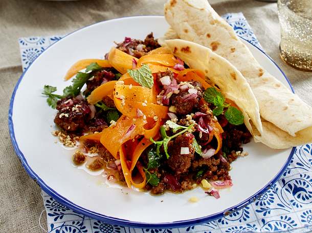Indischer Karottensalat mit Lammhack Rezept Indischer Karottensalat mit Lammhack Rezept
