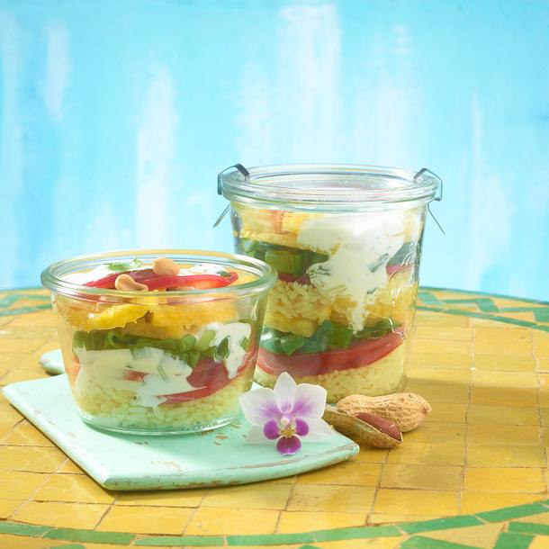 Indischer Reis-Schichtsalat Rezept Indischer Reis-Schichtsalat Rezept