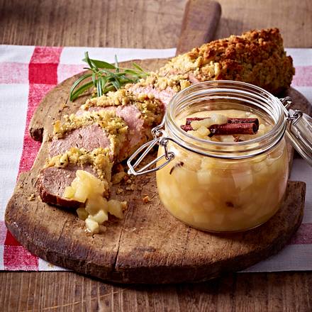 Ingwer-Birnen-Chutney auf Schweinelendchen Rezept Ingwer-Birnen-Chutney auf Schweinelendchen Rezept