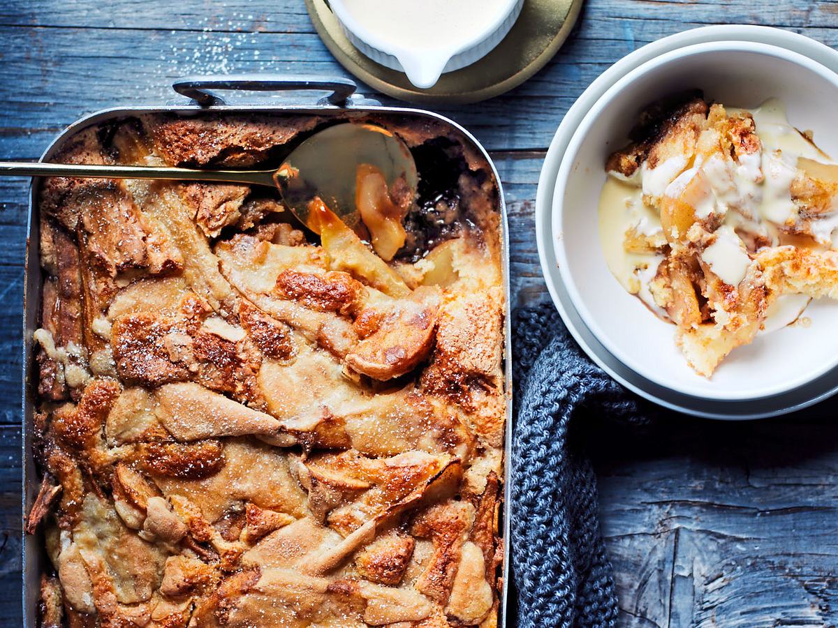 Ingwer-Birnen-Cobbler mit Vanillesosse Rezept