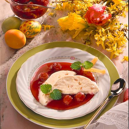 Ingwer-Parfait mit Kirschsoße Rezept