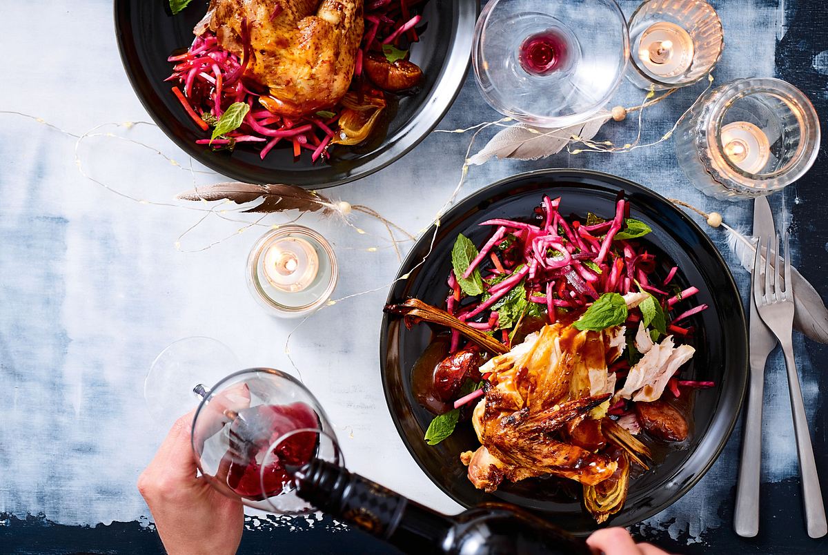 Ingwerhuhn zu Feigen und Wurzelgemüsesalat Rezept