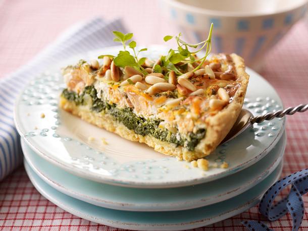 Italienische Lachs Spinat Quiche Rezept Lecker