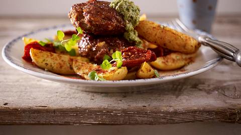 Italobuletten mit Countrypotatoes und Salsa verde Rezept - Foto: House of Food / Bauer Food Experts KG