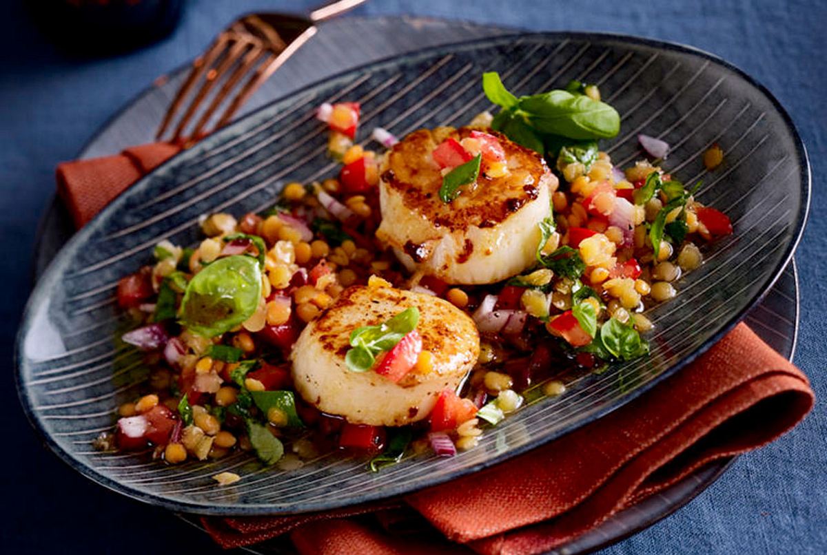 Jakobsmuscheln auf Linsensalat Rezept