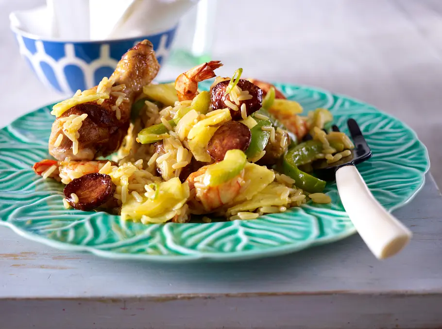 Jambalaya mit Hähnchen und Garnelen Rezept Jambalaya mit Hähnchen und Garnelen Rezept