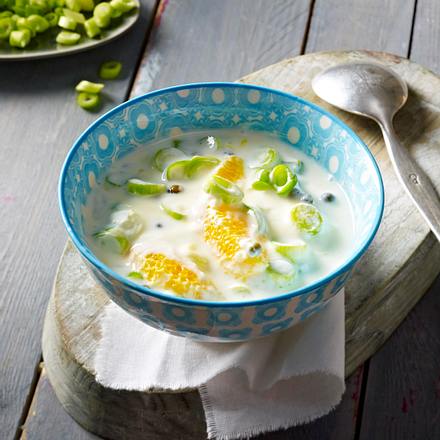 Joghurt mit Orange, Lauchzwiebeln und grüner Pfeffer Rezept Joghurt mit Orange, Lauchzwiebeln und grüner Pfeffer Rezept