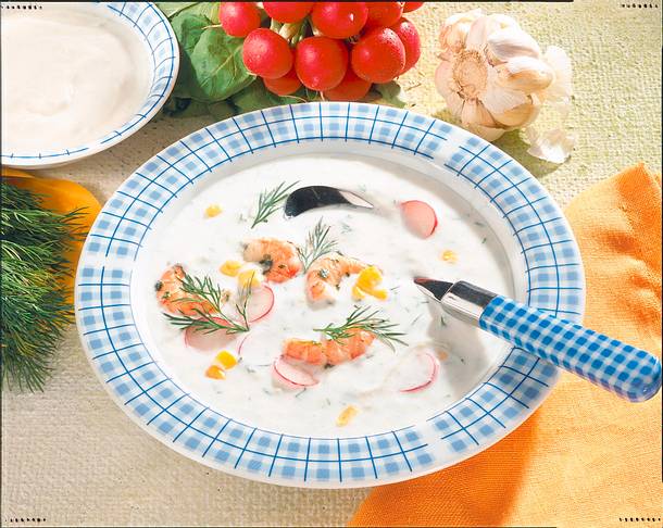 Joghurtkaltschale mit Shrimps Rezept Joghurtkaltschale mit Shrimps Rezept