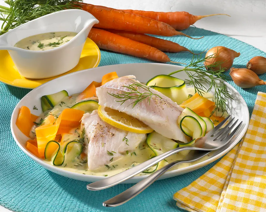 Kabeljau auf Frühlingsgemüse Rezept Kabeljau auf Frühlingsgemüse Rezept