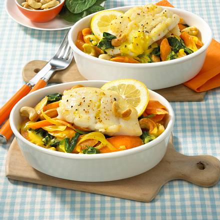 Kabeljau im Möhren-Spinat-Töpfle Rezept Kabeljau im Möhren-Spinat-Töpfle Rezept