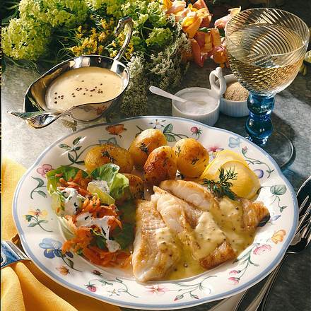 Kabeljaufilet mit feiner Senfsoße Rezept