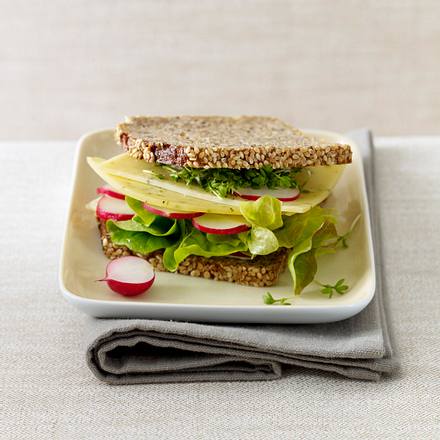 Käse-Vollkornbrot mit Radieschen und Kresse Rezept Käse-Vollkornbrot mit Radieschen und Kresse Rezept