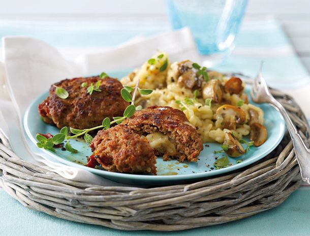 Käsefrikadellen mit Pilzrisotto Rezept