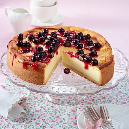 Käsekuchen mit Blaubeer-Topping Rezept Käsekuchen mit Blaubeer-Topping Rezept