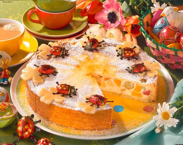 Käsekuchen mit Cocktailfrüchten Rezept Käsekuchen mit Cocktailfrüchten Rezept